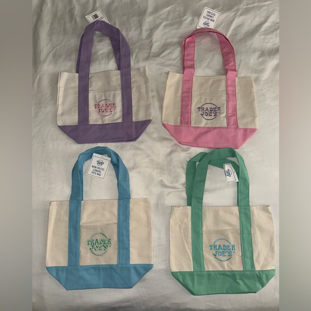 Trader Joe's Mini Canvas Tote Bags - NEW WITH TAGS